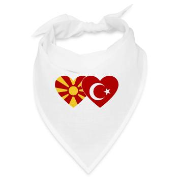 Mazedonien Türkei Flagge Herz - Bandana - Weiß - Vorne