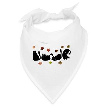 Skurrile Katzen-Strichkunst mit Herbstblättern - Bandana - Weiß - Vorne