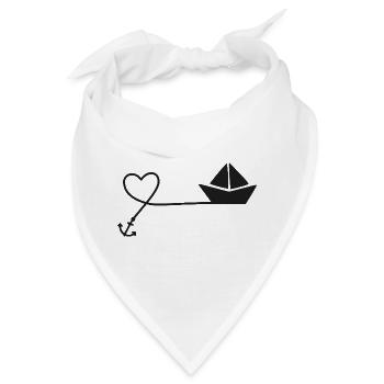 Papierboot Skizze – Segelboot mit Anker und Schnur - Bandana - Weiß - Vorne