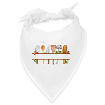 Personalisiertes Aquarell-Küchengeschenk - Bandana - Weiß - Vorne