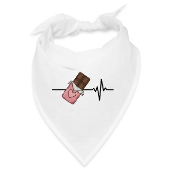 Schokolade ist mein Leben, Herzschlag, Schokoliebe - Bandana - Weiß - Vorne