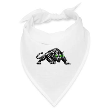 Schwarzer Tiger mit Neonaugen - Bandana - Weiß - Vorne