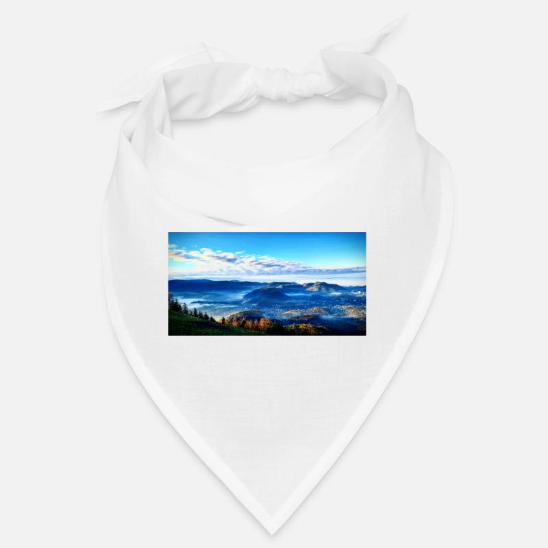 Morgennebel Berglandschaft - Bandana - Weiß