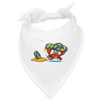 Lustige Strand Krabbe klaut Badelatschen Comic - Bandana - Weiß - Vorne