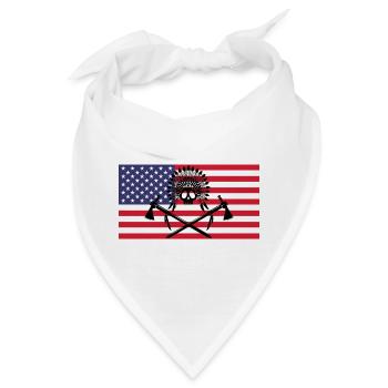Indianerschädel und amerikanische Flagge - Bandana - Weiß - Vorne