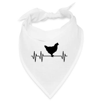 Huhn Herzschlag - Bandana - Weiß - Vorne