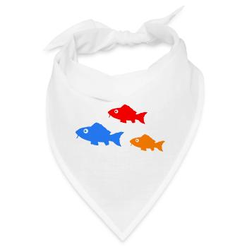 Bunte Fischsilhouetten Trio - Bandana - Weiß - Vorne