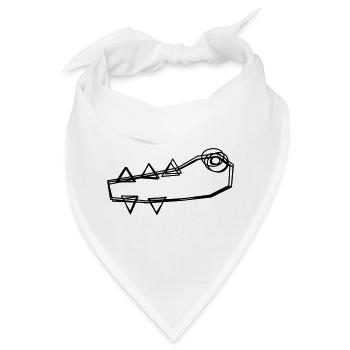Krokodil handgezeichnet - Bandana - Weiß - Vorne
