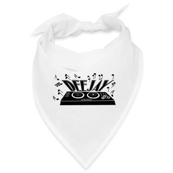 Deejay mit Plattenspieler und Tönen - Bandana - Weiß - Vorne