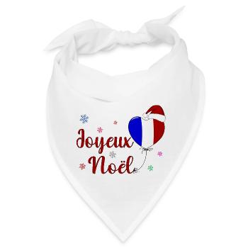 Joyeux Noel Weihnachten Frankreich Flagge - Bandana - Weiß - Vorne