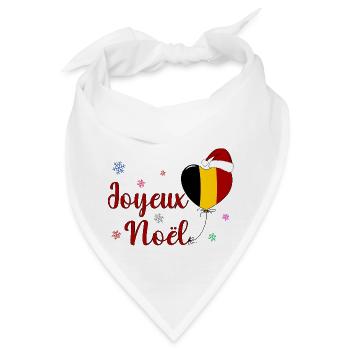 Joyeux Noel Weihnachten Belgien Flagge - Bandana - Weiß - Vorne
