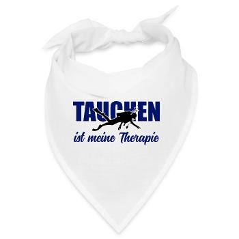 Tauchen ist meine Therapie – Taucher-Spruch - Bandana - Weiß - Vorne