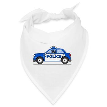 Polizeiauto Police mit Polizist Blau und Weiß - Bandana - Weiß - Vorne