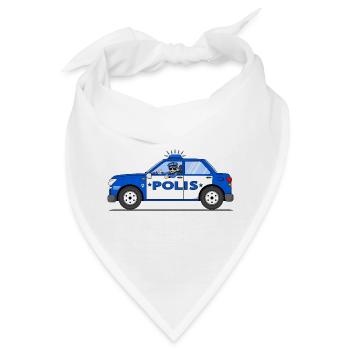 Polizeiauto mit Polizist in Blau und Weiß Polis - Bandana - Weiß - Vorne