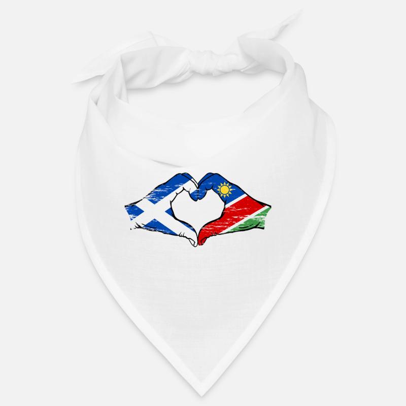 Drapeau de l'Écosse et de la Namibie, mains en forme de cœur, utilisé Bandana