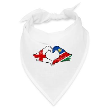 England Namibia Flagge Hände Herz - Bandana - Weiß - Vorne