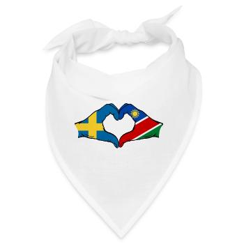 Schweden_Namibia_Flagge_Haende_Herzform - Bandana - Weiß - Vorne
