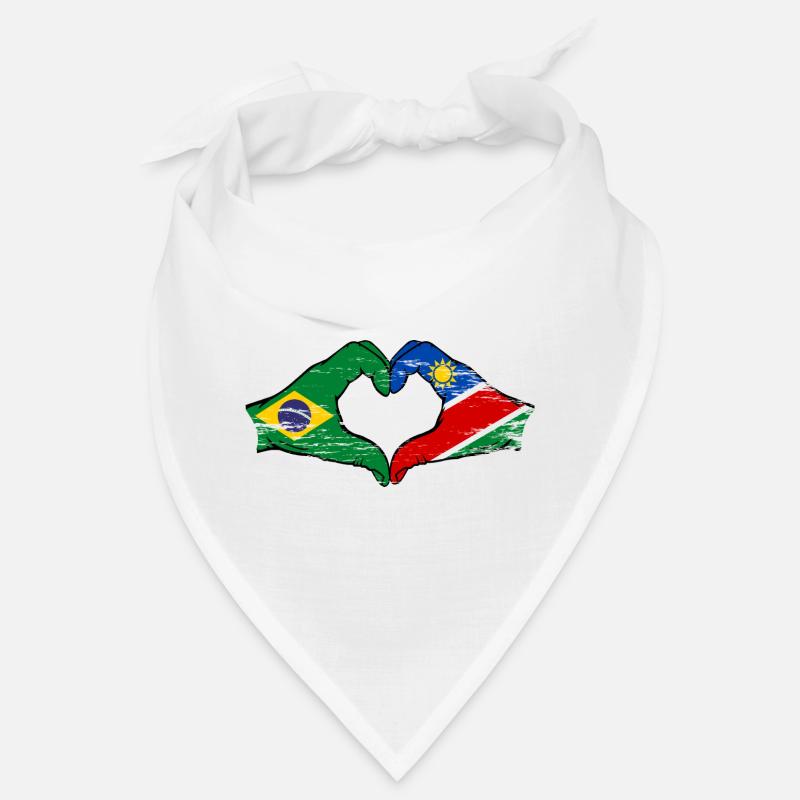 Brazil Namibia Flag Hands Heart Shape Bandana