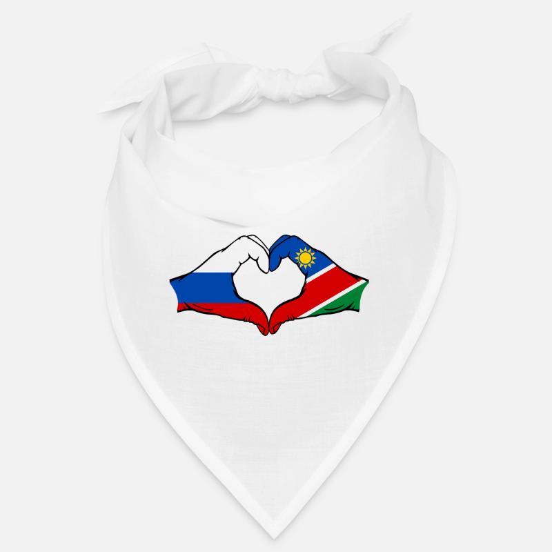 Drapeau de la Russie et de la Namibie en forme de cœur Bandana