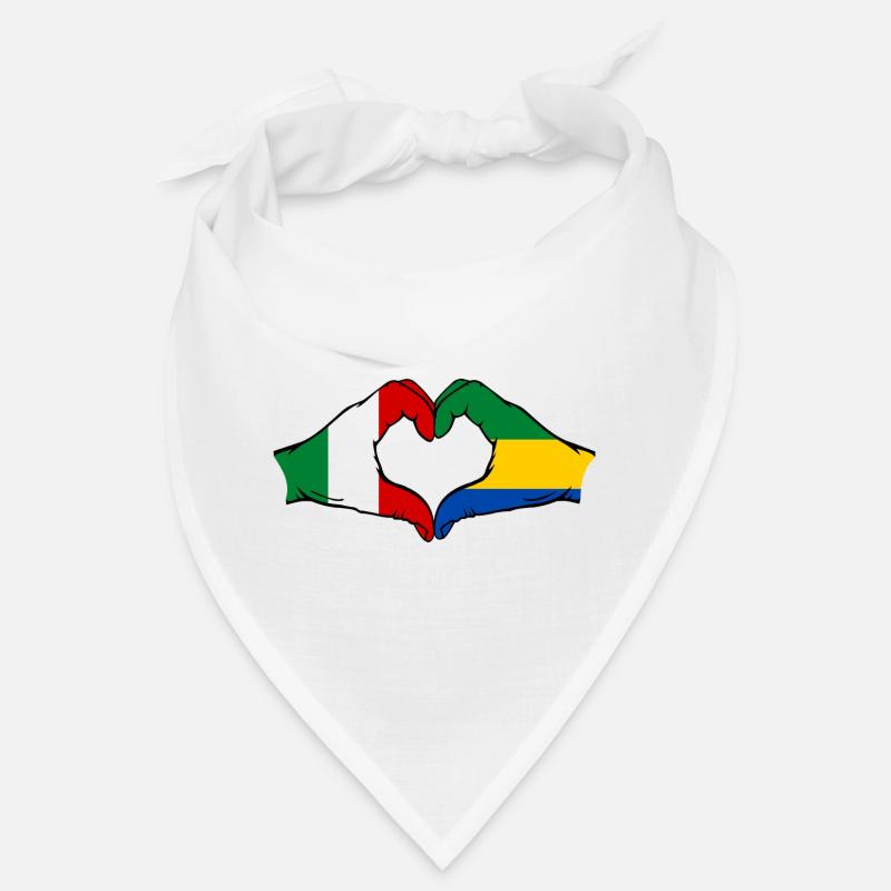 Italy Gabon Flag Hands Heart Shape Bandana