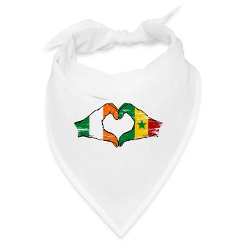 Irland Senegal Flagge Hände Herzform used - Bandana - Weiß - Vorne