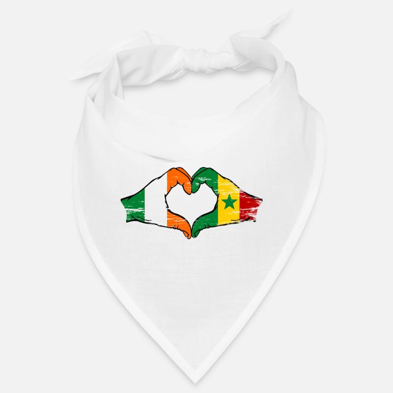 Drapeau Irlande Sénégal Mains Forme de cœur utilisé Bandana