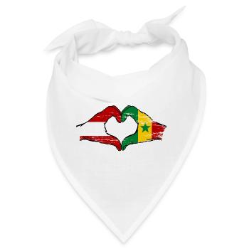 Österreich Senegal Flagge Hände Herzform used - Bandana - Weiß - Vorne