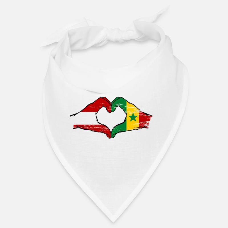 Drapeau Autriche Sénégal Mains Forme de cœur Utilisé Bandana