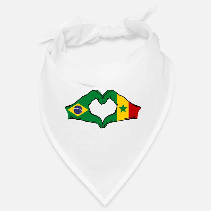 Brésil Sénégal Drapeau Mains Coeur Forme Bandana