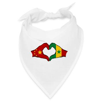 China Senegal Flagge Hände Herzform - Bandana - Weiß - Vorne