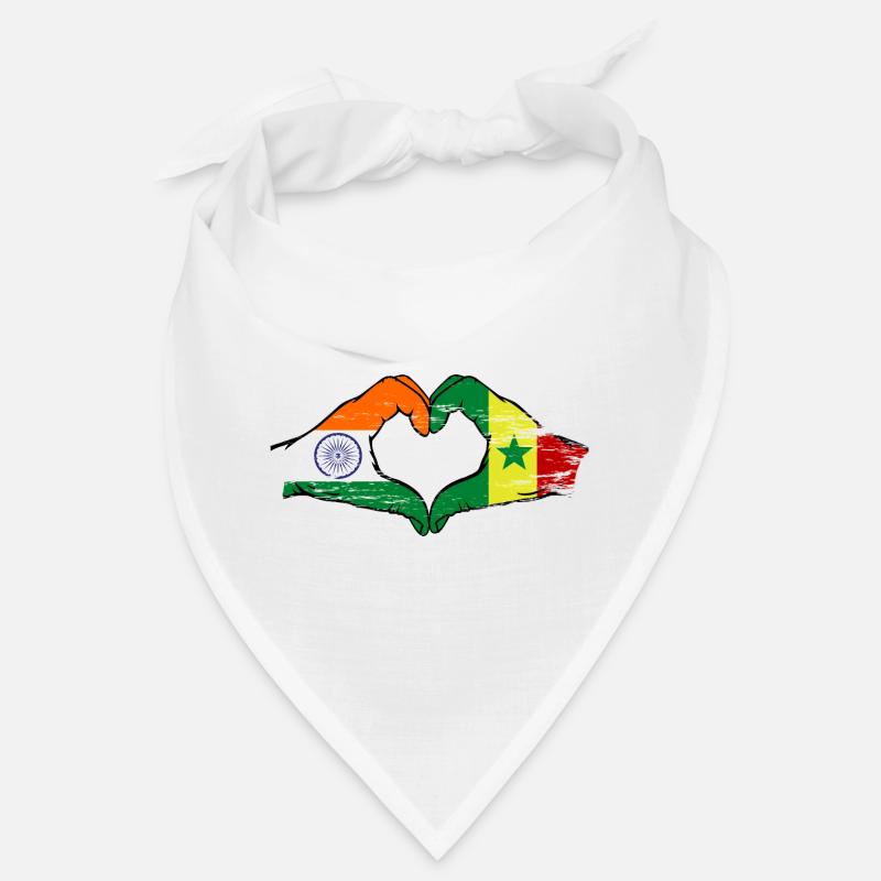 India Senegal Flag Hands Heart Shape Used Bandana