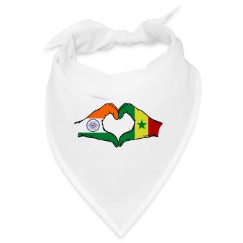 Indien Senegal Flagge Hände Herzform - Bandana - Weiß - Vorne