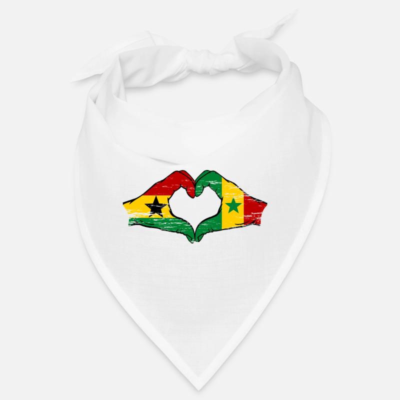 Ghana Sénégal Drapeau Mains Coeur Forme Utilisé Bandana
