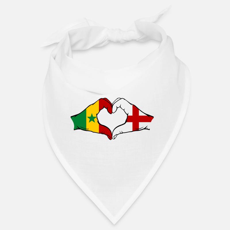 Sénégal Angleterre drapeau mains forme de coeur utilisé Bandana