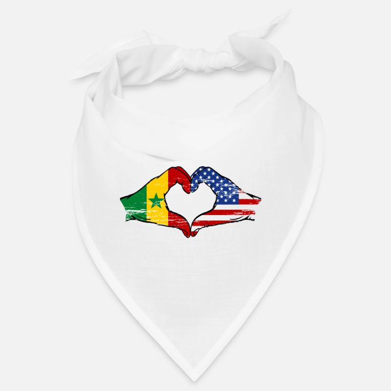 Senegal USA Flag Hands Heart Shape Used Bandana