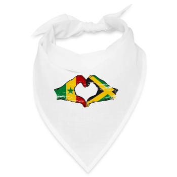 Senegal Jamaika Flagge Hände Herzform used - Bandana - Weiß - Vorne