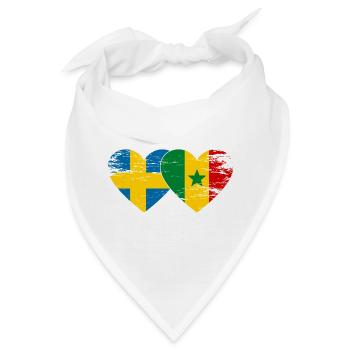 Schweden Senegal Flagge Herz used - Bandana - Weiß - Vorne