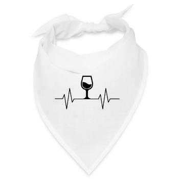 Weinglas-Herzschlag - Bandana - Weiß - Vorne