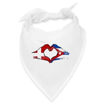 Dänemark Kuba Flagge Hände Herz - Bandana - Weiß - Vorne