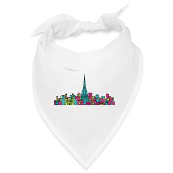 Turiner Stadtsilhuett-Maulwurf Antonelliana Linienzeichnung - Bandana - Weiß - Vorne