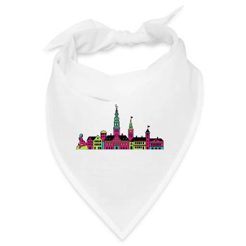 Kopenhagener Stadtsilhouette Meerjungfrauenkunst - Bandana - Weiß - Vorne