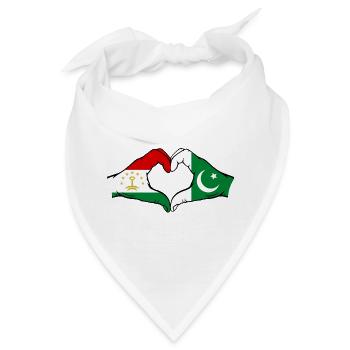 Tajikistan Pakistan Flagge Herzform - Bandana - Weiß - Vorne