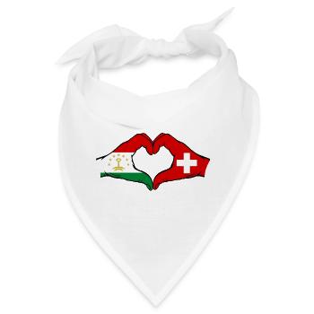 Schweiz Tadschikistan Flaggenherz  - Bandana - Weiß - Vorne