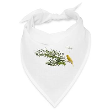 Vogel im Olivenzweig - Bandana - Weiß - Vorne