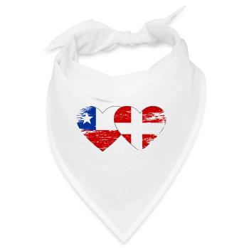 Chile Dänemark Flagge Herz used - Bandana - Weiß - Vorne
