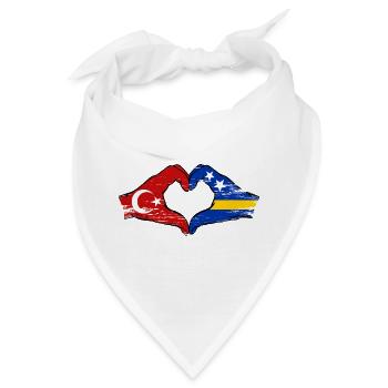 Türkei Curacao Flagge Hände Herzform used - Bandana - Weiß - Vorne