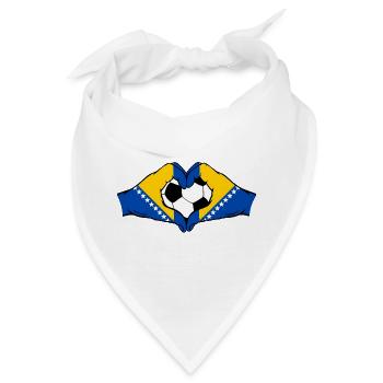 Bosnische Flagge Fußballherz - Bandana - Weiß - Vorne