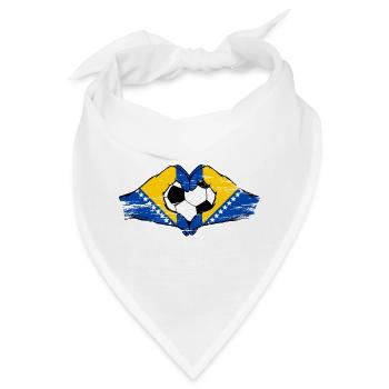 Bosnische Flagge Fußballherz used  - Bandana - Weiß - Vorne