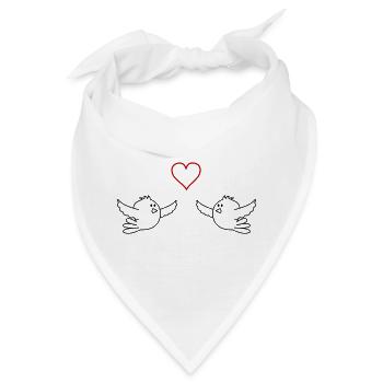 Vögel Verliebt - Bandana - Weiß - Vorne