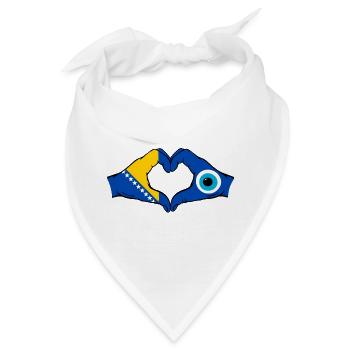 Bosnien Nazar Flagge Hände Herzform - Bandana - Weiß - Vorne